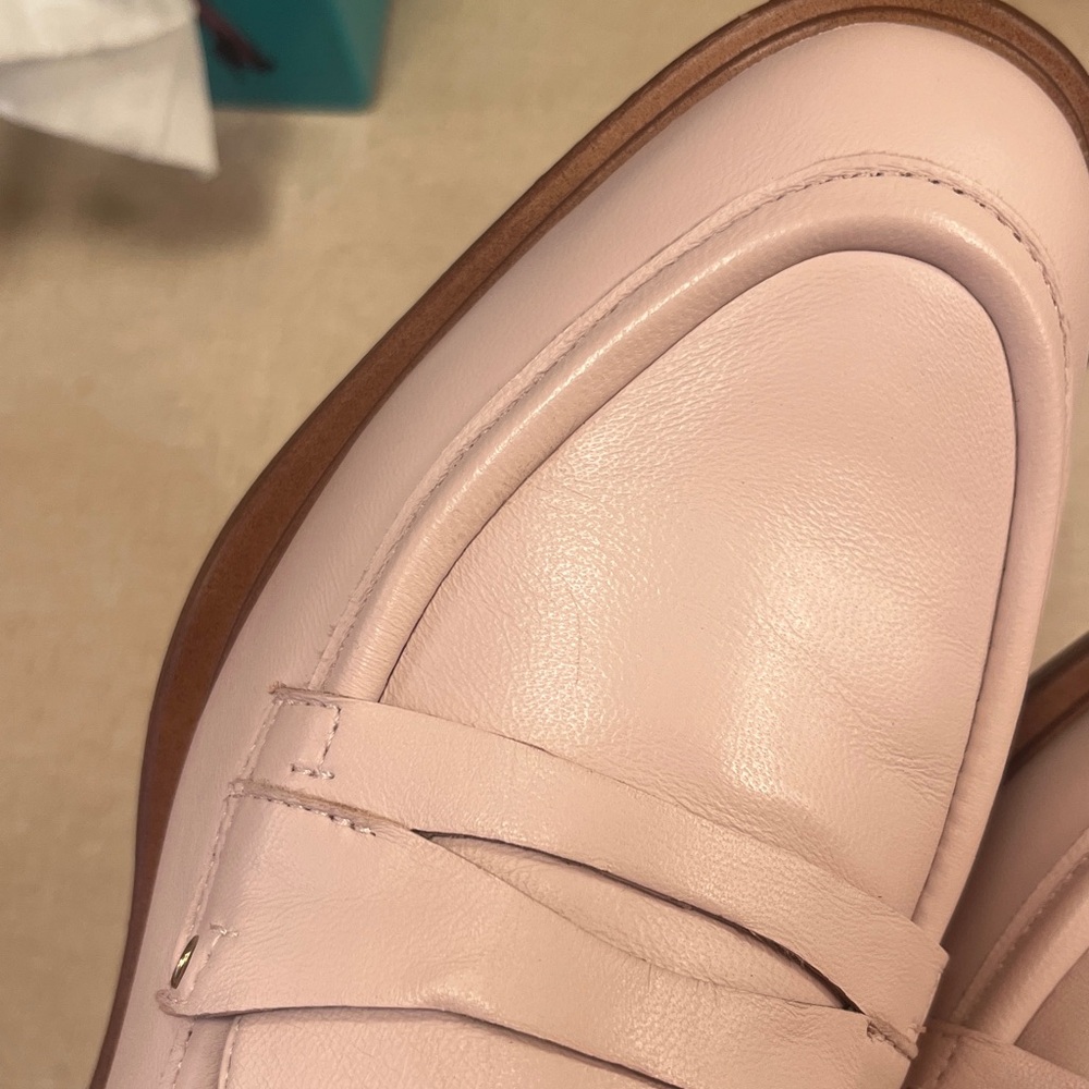 Franco Sarto Edith 2 penny loafer light pink leather wide almond toe block heel - Picture 15 of 16